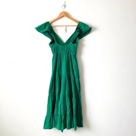 Greylin Riley Textured Cotton Tiered Maxi Dress Gumdrop Green  Size XS - Picture 7 of 10